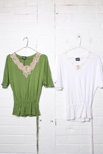 Pilot Womens Vintage Blouse Tie Waist Embellished Detail Top Bundle Size 6 (L-W1