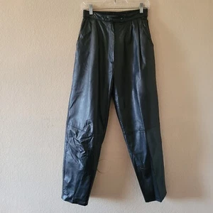 Vtg Nordstrom Womens Genuine Leather Pants Size 9 High Rise 90s Grunge Biker Euc - Picture 1 of 9
