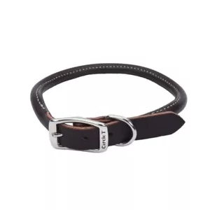 Coastal Circle T Latigo Leather Round Dog Collar 5/8X16in - Picture 1 of 2