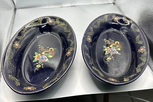 Japan Side Plates (2) Dark Blue Hand Painted Porcelain Excellent Condition - Picture 1 of 6