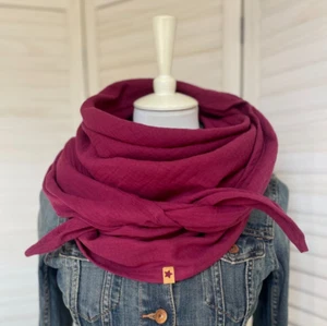 XL Musselin Schal Dreieckstuch ♥ Beere Weinrot ♥ Handmade ♥ Tuch Sommer Schal - Bild 1 von 3