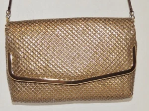 c 1970's Pelle Italia Gold Mesh Shoulder Bag / Purse - Picture 1 of 6