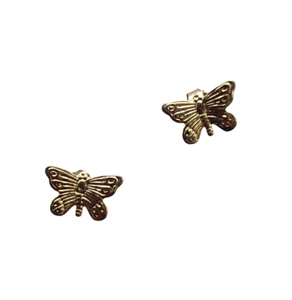 Vintage Stamped Gold Tone Butterfly Stud/Post Earrings - Picture 1 of 4