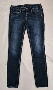 Silver Women's Aiko Skinny Jean's W27/L31 Denim Embroidered - Picture 1 of 11
