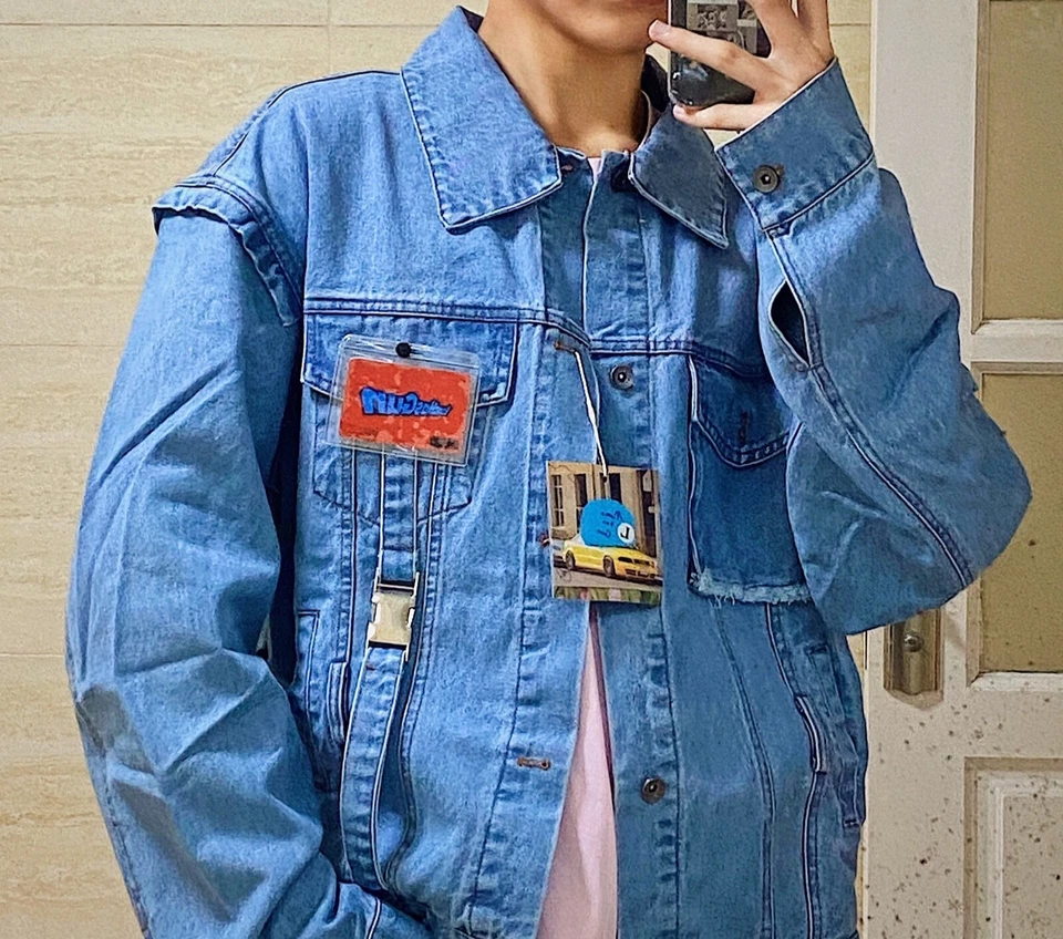 Chaqueta vaquera MamaHasGun retro lavado gran tamaño azul claro pequeña Foto 1 de 1