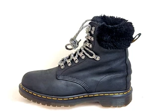 Dr Martens 1460 Serena Collar ladies boots leather fur lined black UK 6 EU 39 - Picture 1 of 9