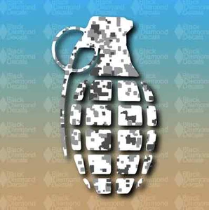 Snow Camouflage Camo Digital Grenade 6" Snowboard Custom Vinyl Decal Sticker - Picture 1 of 1