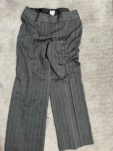 Chico's Pants Women Size 2 Gray Stretch Gray Pinstripe Wide Bottom - Picture 1 of 6