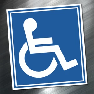 (1) Handicap Logo Sign Table Sticker Decal 3.75"x3.5" Disabled icon Office NEW - Picture 1 of 4