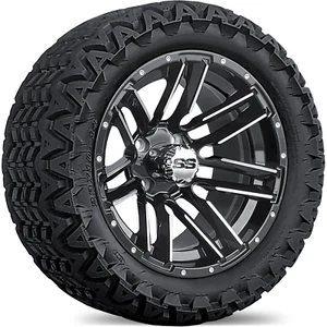 GOLF CART 14" SLEDGE (Machined & Black) WHEELS with 23" TIRES (SET OF 4) - Picture 1 of 12