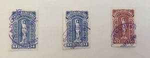 3 British Columbia Canada 1935 Law Revenue Stamps - $1 and $5 Varieties - Bild 1 von 4