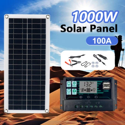 1000W Solarpanel Kit Batterieladegerät & 100A Controller Auto Van Caravan Boot UK - Bild 1 von 4