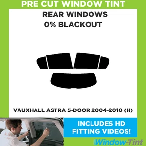 For Vauxhall Astra 5-Door 2004-10 (H) Pre Cut Window Tint Rear 0% Blackout Film - Picture 1 of 10