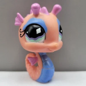 Littlest Pet Shop #711 Seahorse Hasbro Toy Figure Wavy Diamond Eyes Pink Blue - Picture 1 of 7