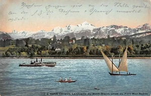 Geneve La Chaine du Mont-Blanc prise du Parc Mon Repos Postkarte AK 1908 - Picture 1 of 2