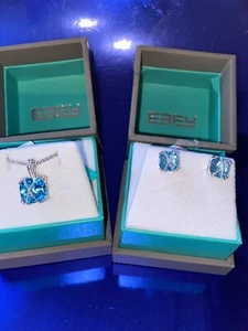 NEW!EFFY BLUE TOPAZ , STERLING SILVER NECKLACE & EARRINGS SET/AMAZING!/ $1,485 - Picture 1 of 10