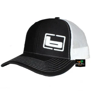 NEW BANDED GEAR TRUCKER CAP HAT BLACK WHITE W/ "b" SIDE LOGO ADJUSTABLE - Picture 1 of 3