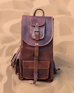 Nueva mochila de viaje de cuero vintage genuina para mujer y mochila para hombre - Imagen 1 de 8