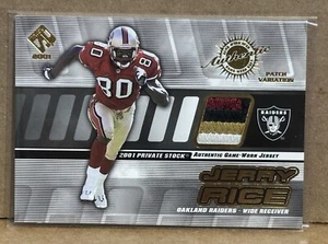 Jerry Rice 2001 Private Stock Game Used 4 Color Jersey Patch Variation #/150 SP - Bild 1 von 2