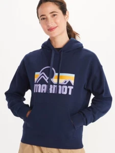 NWT! Marmot Women's Sz XS Costal Fleece Pullover Graphic Hoodie Sweatshirt Navy - Picture 1 of 10