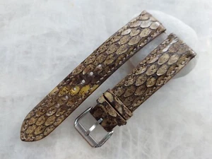 Correa de reloj de cuero con estampado de pitón marrón de 20 mm/18 mm - Imagen 1 de 1
