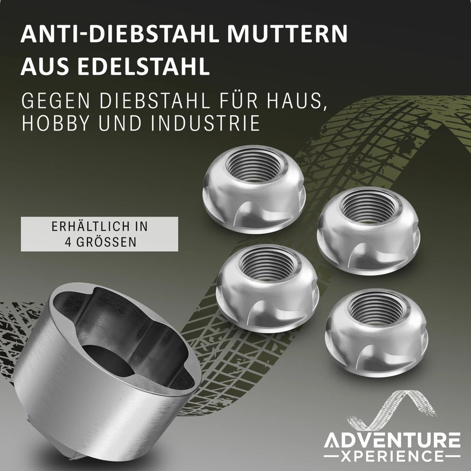 EDELSTAHL Anti-Diebstahl Muttern Sicherheitsmutter "Stern" V2A M6 M8 M10 M12 - Bild 1 von 4