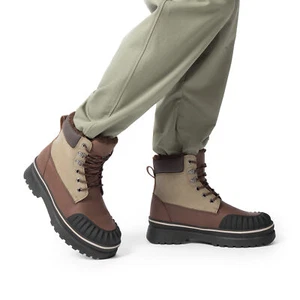 Men's Snow Winter Insulated Waterproof Outdoor Boots Shoes Black/Brown - Picture 1 of 19