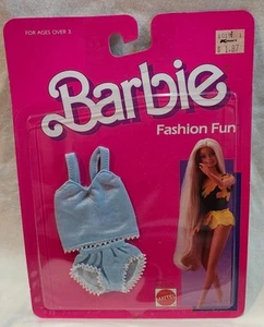 Barbie Fashion Fun Light Blue Lingerie Top Pant PJs 2866-4129 Vintage 1986 NIP - Picture 1 of 3