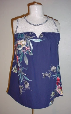 Блузка без рукавов Hailey And Co топ размер маленький тропический цветочный кружевной - Изображение 1 из 4