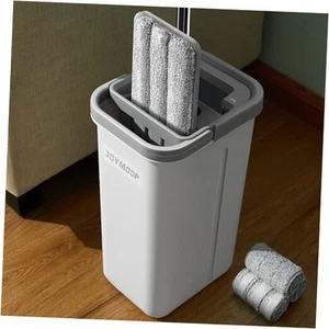 Mop and Bucket with Wringer Middle White Bucket #13 + 50" Flat Mop + 3 Pads - Picture 1 of 7