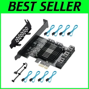 Full Package: PCIE SATA Card with 8 Ports, Cables & Low Profile Bracket Included - Picture 1 of 9