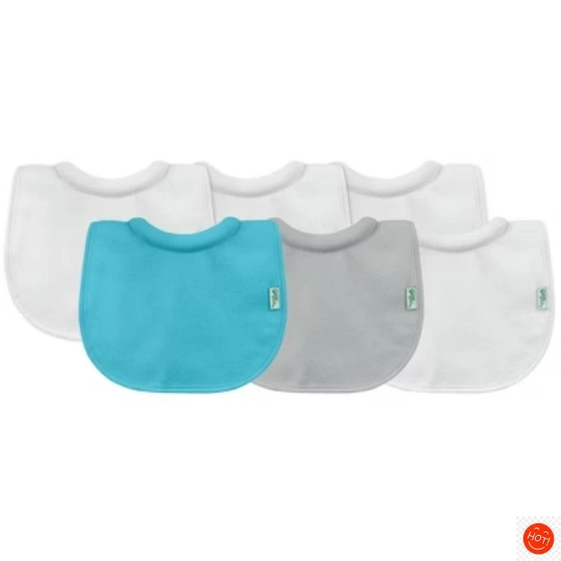 Baberos atractores de leche Green Sprouts Stay-Dry Aqua/Gris/Blanco - 6 unidades Foto 1 de 3