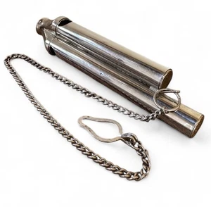 Vintage German 6" 3-Barrel Train Conductor Signaling Whistle Germany Chrome - Picture 1 of 20
