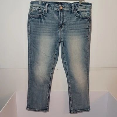 Pantalones de mezclilla capri Virgo con hebilla Daytrip para mujer talla 32X24 azul elástico BTD2409 Foto 1 de 4