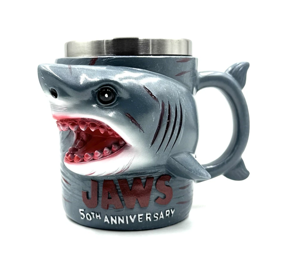JAWS 50th ANNIVERSARY SHARK MUG 🦈3D CUP RESIN STAINLESS STEEL COLLECTIBLE 6.8OZ - Image 1 of 4