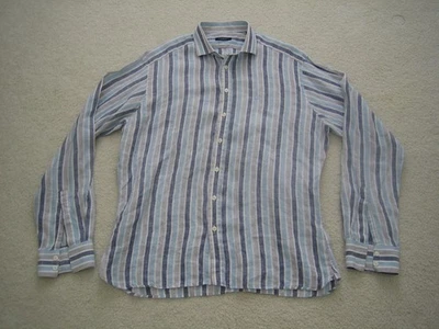 Camisa de lino 100% Burberry London para hombre L Lg Camisa de manga larga abotonada, hecha en el Reino Unido Foto 1 de 4