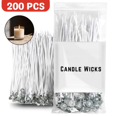 SHOPTRENDYS Candle Wicks 6 Inch Cotton Core Candle Making Supplies Pre Tabbed with Base
