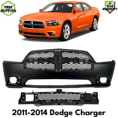 Front Bumper Cover Primed Plastic & Grille Assembly For 2011-2014 Dodge Charger Foto 1 de 4