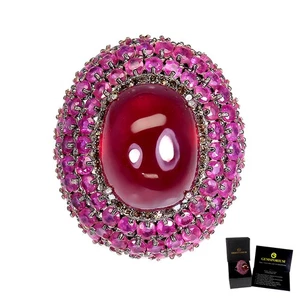 925 Sterling Silver Ring Oval Ruby 20ct Diamond Handmade Gemstone Jewelry Sz 7 - Picture 1 of 13