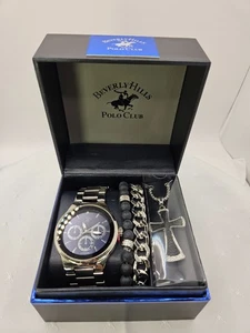 Beverly Hills Polo Club Silver Tone Watch, Necklace and Bracelet Set - Picture 1 of 10