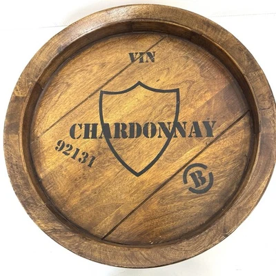 Ballard Designs Wine Barrel Wall Plaque Wood Chardonnay Wine Bar Pub Napa  - Image 1 of 4