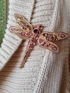 Estate Swarovski Austrian Crystal Dragonfly Brooch Pin ~ Vintage RETIRED - Picture 1 of 12