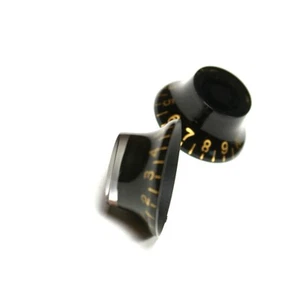 D39 Set of 2 Top Hat Bell Style Guitar Speed Knobs BLACK - Picture 1 of 5