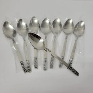 7 Imperial Intl CORTINA Stainless Korea Silverware Flatware Oval Soup Spoons Vtg - Picture 1 of 6