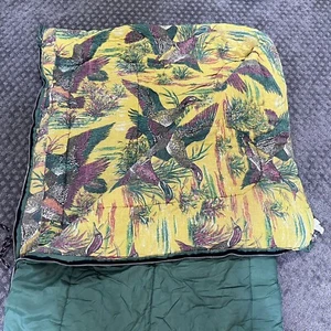 De Colección Años 70 Coleman Saco de Dormir Franela Interior Patos Voladores Patrón Verde Caza - Imagen 1 de 10
