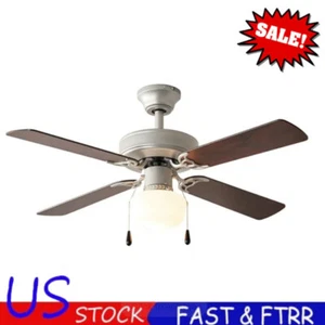 42 inch Downrod Ceiling Fan 4 Blades Reverse Airflow with LED Light Satin Nickel - Picture 1 of 17