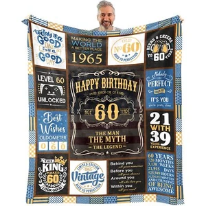 60th Blanket 60 x 50 inch 60th Birthday Gifts for Men 60 Year Old Birthday Gi... - Picture 1 of 7