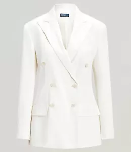 Polo Ralph Lauren donna doppiopetto taglia 6 blazer raso relax bianco $698 - Foto 1 di 5