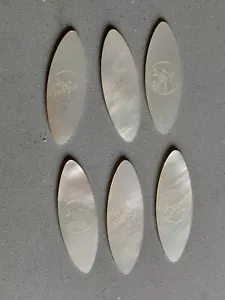 Gruppe 6 antike chinesische Perlmutt MOP geschnitzte Spieltheken um 1800 - Bild 1 von 4