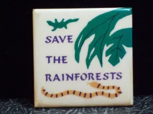 Pin Save The Rainforest Botón Causa de Conservación Forestal Protesta Serpiente Lagarto - Imagen 1 de 4
